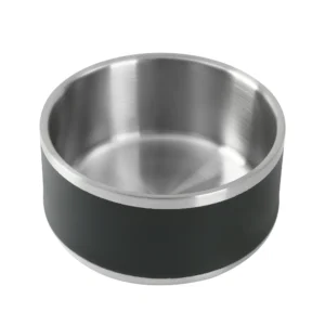 Stainless Steel Double Wall Dog Bowl, Black, Large